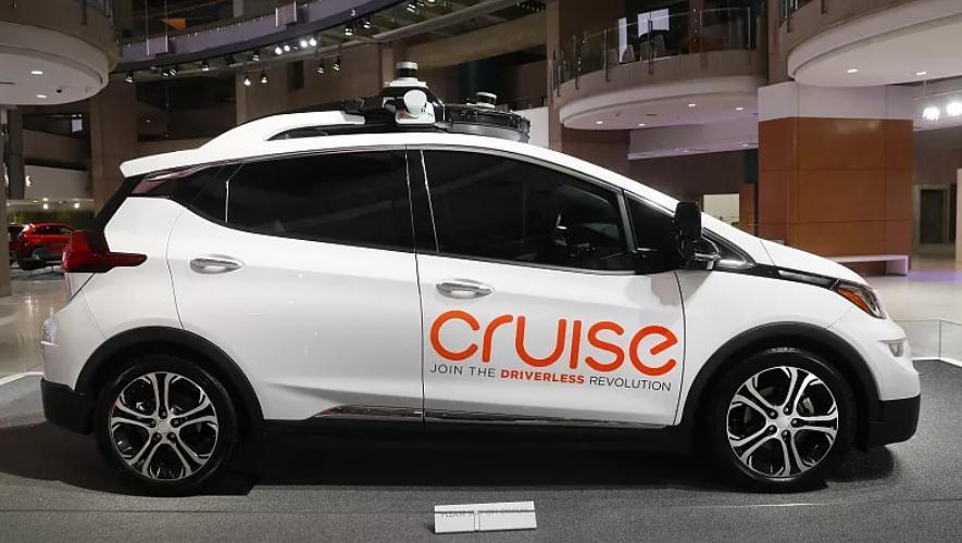 A Cruise AV, General Motor's autonomous electric Bolt EV, is displayed in Detroit, the US